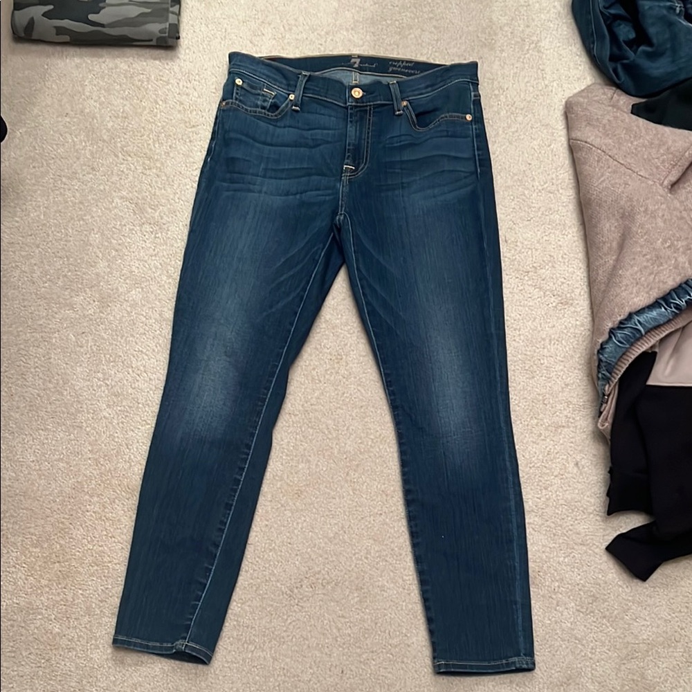 7 For All Mankind Dark Blue Skinny Jeans